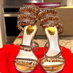 Rene Caovilla
Chandelier Beaded Ankle-Wrap Sandals . EU42